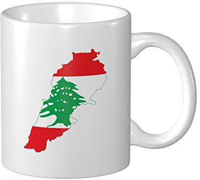 351 Tazza caffè 330Ml Mappa della Bandiera del Libano Tazza da tè in Ceramica con Manico Tazza di Latte Personalizzata Tazza Personalizzata per Mamma, Ragazze, Regalo Festa