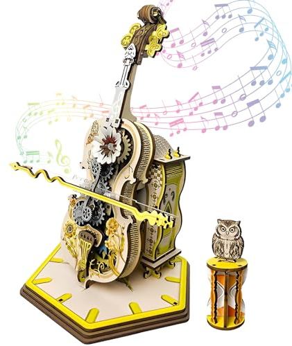 Puzzle 3D en Bois Violon Boîte à Musique Château dans Le Ciel - Ornements Artistiques pour Bureau - DIY pour Adulte et Enfant