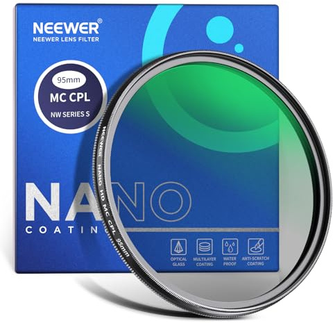 Neewer 95 mm Polarisationsfilter, 24-lagig, mehrfach resistent, Nano-beschichtet, MC CPL Zirkular-Polarisationsfilter, HD optischer Glas-Polarisator, ultradünn, reduziert Reflexionen, verbessert den