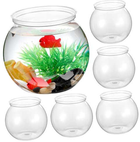 Angoily 6stücke Runder Kunststoff-fischbehälter Transparente Aquarien Für Goldfische Shrimp Und Mikro-landschaften Tischdeko Für Wohnzimmer Und Schlafzimmer