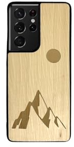 EnoWood Custodia protettiva per smartphone Samsung Galaxy S legno massello lavorata artigianalmente - Montagne - Galaxy S Enowood22 Ultra - Fascino