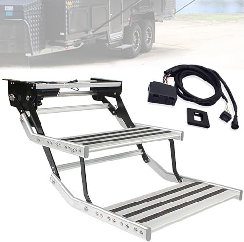 CHBMZ Trittstufe Wohnmobil, Zusammenklappbare Anhängerstufen, mit Licht, Teleskopisch, rutschfest, für Wohnmobil, Reiseanhänger, Wohnwagen, 150 Kg/330 Lbs (Color : Switch, Size : Double Layer)