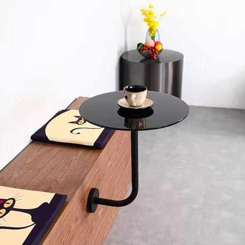 MARXAN Schwarzer Pub-Tisch, Konferenztisch, Esstisch, runder Tisch, Kaffee-Besprechungstisch für Büro, Sitzungssaal, Küche, Wohnzimmer, Moderne Heimdekoration, Nachttisch (Size : 40x40x45cm)