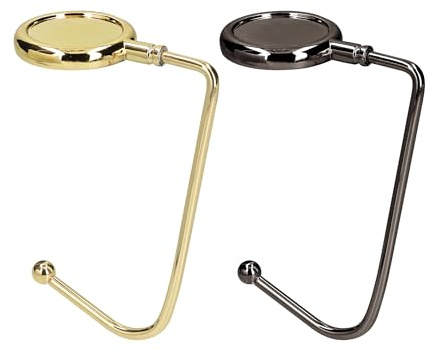 kwmobile Taschenhalter für Tisch - 2x Handtaschenhalter für Tisch - Taschenhaken - Taschen Aufhänger - Taschen Halter Haken - Tischhaken Set Gold Schwarz