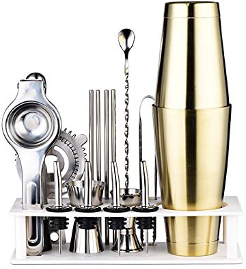 YYBDENL Mezclador de Vino Sistema de coctelera de 17 Piezas - Herramientas de Barras - Coctel de acero Inoxidable Shaker Set Bartender Kit. Coctelera(C)