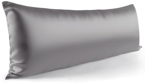 Zenssia Satin Seitenschläferkissen bezug 40 x 145, Dunkelgrau, 1 Stück | Satin Kissenbezug Weich wie Seidenkissenbezug, schützt Haar & Haut, reduziert Reibung & Falten, verdeckter Reißverschluss