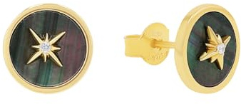 s.Oliver Ohrstecker 925 Sterling Silber Damen Ohrschmuck, mit Zirkonia synth., Perlmutt, 1 cm, Silber, Stern, Kommt in Schmuck Geschenk Box, 2036857