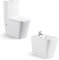 Inodoro Completo con Bidet Para WC Incluido - Pack WC Inodoro Completo con Sistema Rimless Antibacterias - Bidet Para Inodoro - Vater Baño con Tapa Dura Extrafina Amortiguada - Inodoro Salida Dual