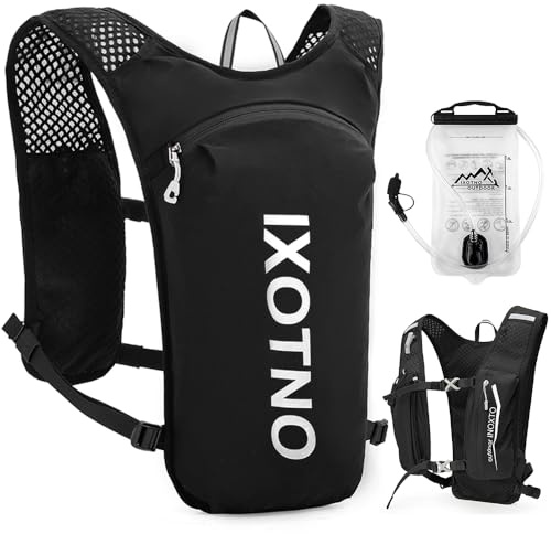 HINATAA Gilet d'hydratation de course à pied, sac à dos léger de 5 L, sangles de poitrine réglables, gilet d'hydratation pour course à pied, avec poche à eau ou bouteille souple (blanc avec poche à