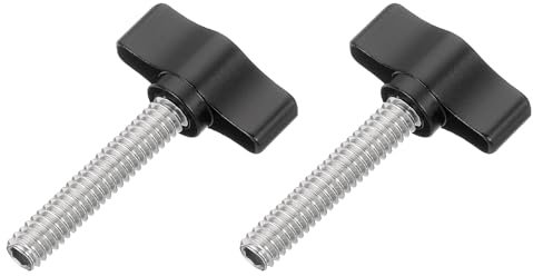 QUARKZMAN 2 Pz 1/4 - 33 Vite a Mano, Vite a Mano Filettata in Acciaio Inossidabile 304 con Manopola a Dado a Ali Regolabile Viti di Serraggio per Diversi Supporti e Macchine, Nero