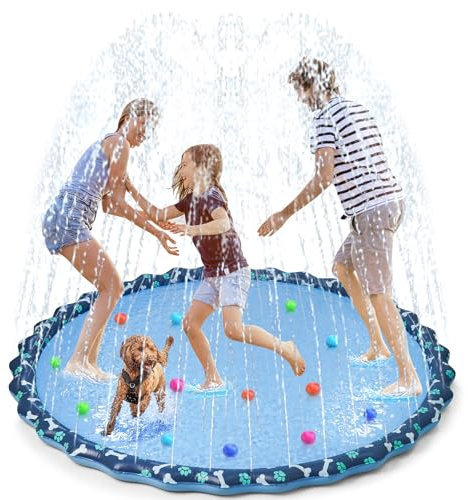 HaoVrisn 170CM Splash Pad Tappetino per Bambini - Giochi da Giardino Acqua Esterno, Antiscivolo con Fondo in PVC Addensato