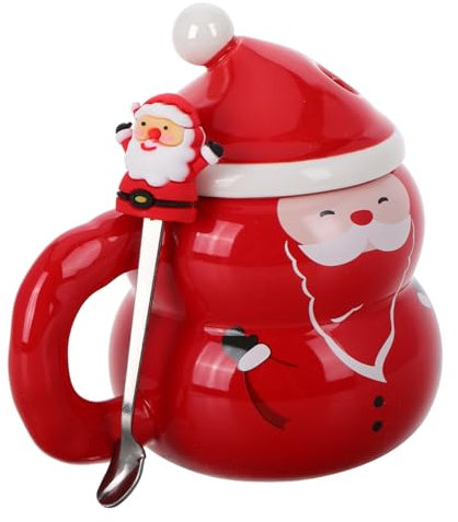 Generisch Weihnachtsbecher aus Keramik weihnachtspräsent Weihnachtsbecher für Milch Winterbecher Weihnachtskaffeetasse Frühstückstasse Becherschachteln Frohe Weihnachten Tassen rot