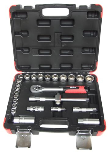 Hilka 02382602 Steckschlüsselsatz, 3/8-Zoll-Antrieb, metrisch, 26-teilig