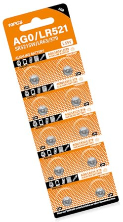10 pilas de botón AG0 SR521SW LR521 SR521 AG521 S521E 521A 521S SR63 GP379 V379 379X D379 379L 379LD para reloj
