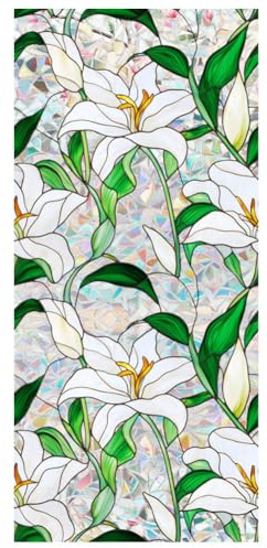 3D-Fensterfolie aus PVC, dekorative 3D-Wandfolie für Zuhause und Büro - Regenbogen-Iris-Blütenmuster - 40 x 100 cm