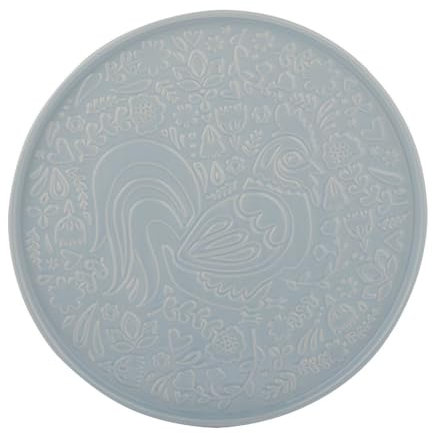 Mason Cash Home to Roost 30 cm Round Platter Stoneware Folk-Inspired Hen and Cockerel Style Serving Plate, Microwave and Dishwasher Safe, Cake, Meats, Fish, Bread, and Party Platters