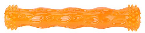 GEERYZHE Bite And Brush Dog Toy, Dog Squeaky Toys for Aggressive Chewers Toothbrush Teeth Cleaning Silicone Chew for Medium Large, 11.02x2.17x2.17inch (Orange L)