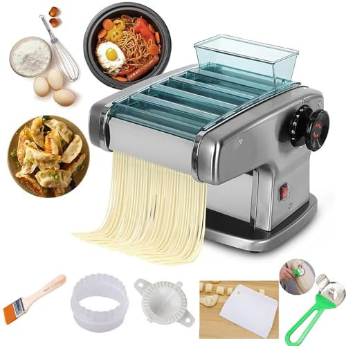 Macchina automatica per pasta elettrica, con regolazione dello spessore a 9 velocità e copertura protettiva rimovibile, ideale per tagliatelle fatte in casa, lasagne, ravioli e gnocchi