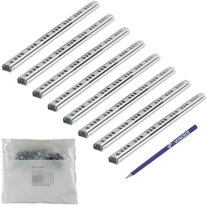 vasalat Kugelauszug Schubladenschienen 246 mm 17 mm Nut - Teilauszug Schienen für Schubladen, Schubladenauszüge für die Seitenmontage, Stahl verzinkt 8 Stück