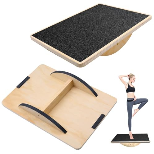 Rongrongago Balance Board, Bois Planche Equilibre Antidérapant Planche D'équilibre Monobloc Entraînement Wobble Board pour L'équilibre Etirer les Muscles des Jambes