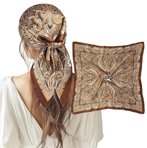 BelleVive Pañuelo de satén para damas, bandanas para el cabello, pañuelo de cuello de satén para damas, pañuelo para la cabeza, envoltura para el cabello, pañuelo para el