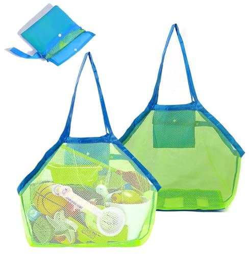 YIHAOH 2 Piezas Bolsa Juguetes Playa, Bolsa Playa Grande Juguetes ,Malla Bolsa Rejilla Juguetes Playa, Plegable Y Reutilizable, Adecuada para Vacaciones Familiares Y Actividades al Aire Libre