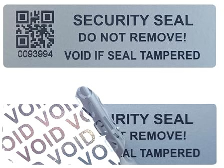 Matter Silber Manipulationsschutz Aufkleber mit QR-Code, Garantie void Siegel Sicherheitsetikett Aufkleber mit Seriennummern（5x1.5cm,150pcs）