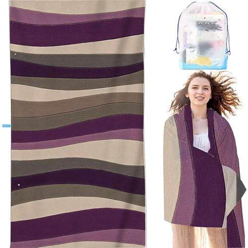 YALNSENN Telo Mare Microfibra Spiaggia Viola 60x120 cm Telo Mare Grande Antisabbia Asciugatura Rapida, Ultra Assorbente Asciugamano, per Spiaggia Viaggi Campeggio Piscina Striscia SYL4 3-2