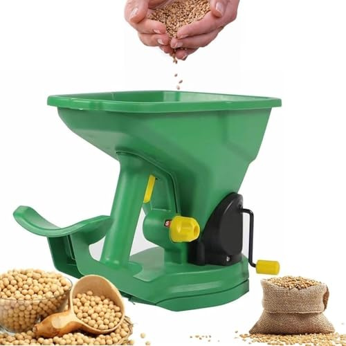 Esparcidor de semillas de manivela, área de extensión ajustable y capacidad de 1,5 L para una distribución uniforme, ideal para jardines, césped y granjas