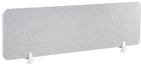 Beliani Schreibtisch Trennwand Akustik hellgrau 160 x 40 cm Befestigungsklammern Ziggy
