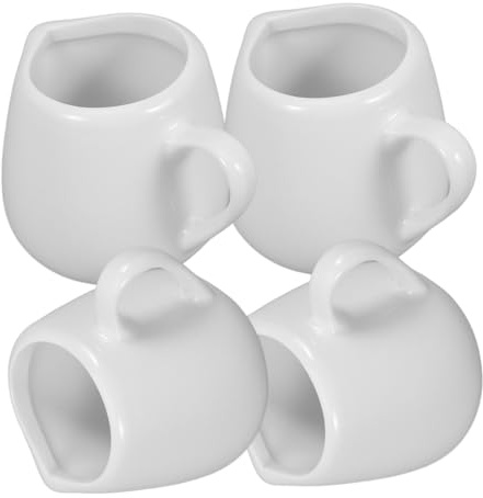 TOYANDONA 4 pièces Lot de Mini Pichets Céramique avec Poignée Pichet à Sauce Polyvalent Pot à Lait Stable et Design Élégant pour Cuisine