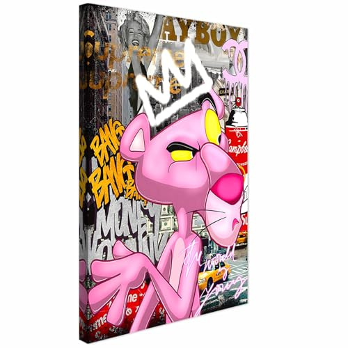 AREDE Bilder Wanddeko auf Leinwand Der Graffiti-Panther Art Decor Wohnzimmer Deko Zimmer Wandbilder Modern Bild | 60 x 40 cm | Fertig zum aufhängen