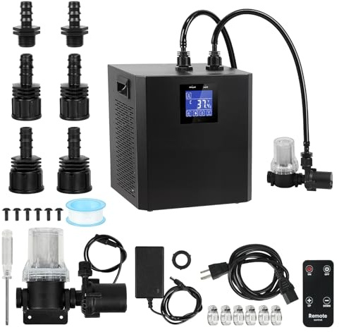 Ice Bath Chiller& Cold Plunge Tub Kit, 1/3HP Powerful & 35dB Quiet Cold Plunge Chiller, Cools to 39°F with Remote Control, Wide Compatible for Most Bathtubs with Inlet/Outlet/No Ports