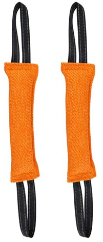 Ziyonix 2 Pezzi Manicotto Cane 30cm Salsicciotto per Cani con 2 Maniglia | Giocattolo per Cani Salsiccia, Salsicciotto Cane Addestramento, Interattivi, Duraturo, per Addestramento o Gioco, Arancia