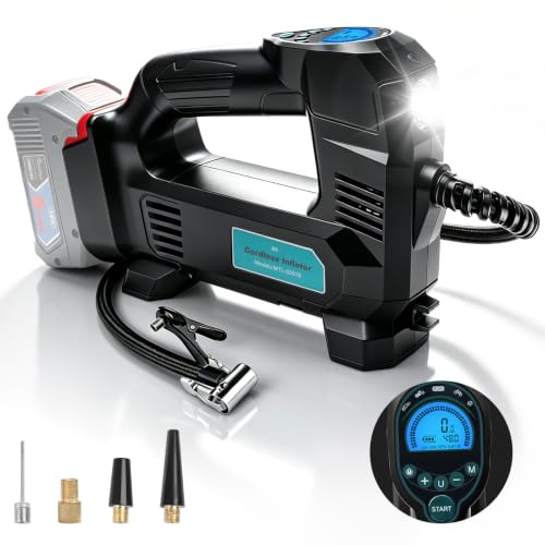 Waitley Kompressor für Bosch Akku Professional 18V GBA/ProCORE, 10,34 bar | Digitale Druckanzeige mit Auto-Stopp – ideal für Auto, Motorrad, Fahrrad und Bälle; Akku und Ladegerät nicht enthalten
