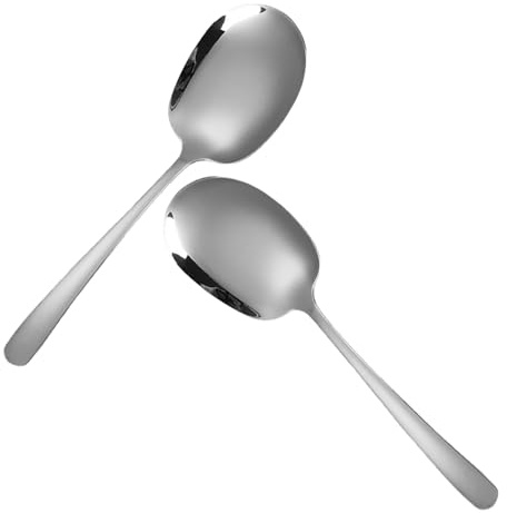 JEWEDECO 2pezzi Cucchiai da Portata in Acciaio Inox Argentato Grandi Utensili per Buffet Cucchiai in Acciaio Inox per Alimenti Mestoli da Cucina per Insalate e Piatti di Pasta