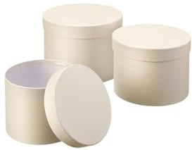 clicktostyle Round Symphony Lined Flower Hat Boxes, Set of 3, Multiple Colours, Stackable Storage, FSC Certified Cardboard (Cream)