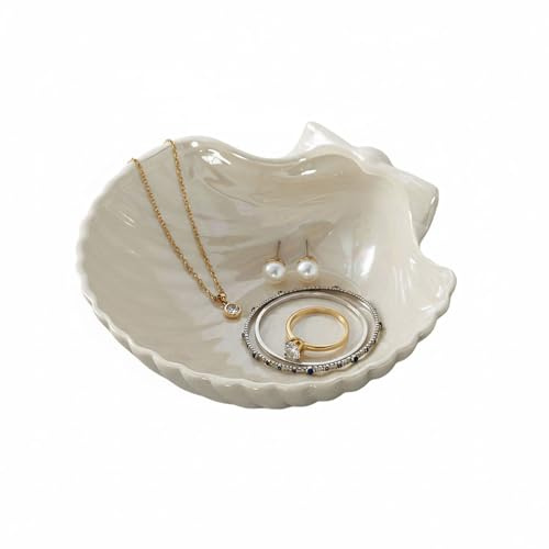 Keramik Schmuckschale, Seestern Schmucktablett Muschel Deko Schalen(G) | Schlüssel Ablageschale für Nachttisch-Dekoration Hochzeit Geschenk Heimdekoration und Schmuckaufbewahrung
