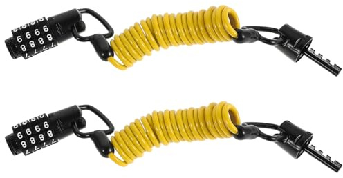 ELEOUTI Bike Cable Lock Helmet Combination Lock Yellow Steel Wire Cable Resettable Code for Bicycle Motorcycle Luggage Stroller Use (2pcs)