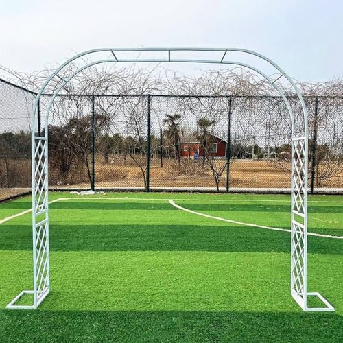 Arco de pérgola de jardín de metal blanco de 220-270 cm de altura. Enrejado exterior para plantas trepadoras y rosales. Soporte resistente a la intemperie para bodas y eventos. 370 x 240 cm (ancho x