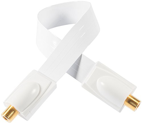 POPPSTAR 52cm SAT Fensterdurchführung (0,2 mm Fensterdurchführung SAT Kabel sehr flach), Kupplung (F-Stecker), vergoldete Kontakte, 2 Klebepads, weiß