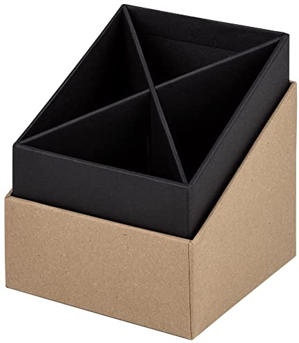 Rössler SOHO Stifteköcher | Stifte Organizer | Stiftehalter Schreibtisch | Büro Organizer | Schreibtisch Zubehör | Büro Zubehör | 86 x 86 x 100 mm | 1 Stück | Farbe: Braun | Kraft | Stiftehalter für Schreibtisch und Büro, zur Aufbewahrung von Stiften, Markern und Schreibzubehör
