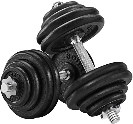 SONGMICS Set di Manubri Regolabili in Ferro, 60 kg, per Uomini e Donne, Allenamento Esercizio Fitness Sollevamento Pesi in Palestra a Casa, Nero SYL60BS