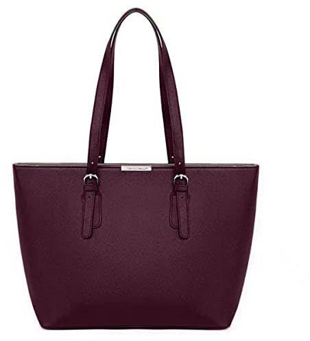 David Jones - Damen Shopper Handtasche - Große Schultertasche Tote Bag PU Leder - Tasche Büro Schule Uni Einkauf Shopping Reise - Alltag Tragetasche Frau - Arbeitstasche A4 Laptop Elegant - Weinrot