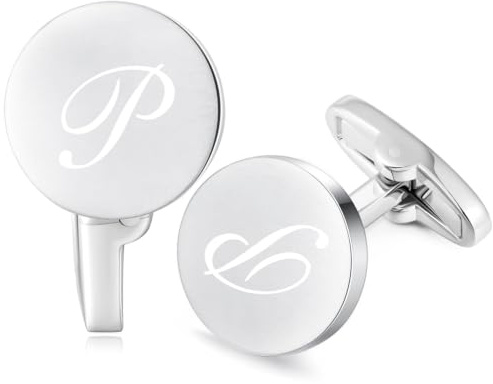HONEY BEAR Briefe Initialen Buchstabe manschettenknöpfe Herren Edelstahl Hochzeit Cufflinks Manschettenknopf Gebürstetes Silber,MEHRWEG