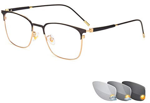 Man's Retro Photochrome Lesebrille, Dual-Use-Brille mit Fern- und Nahbereich, multifokale Progressive Brille mit Dioptrien, intelligente Sonnenbrille mit Farbwechsel, Anti-Augen-Ermüdung