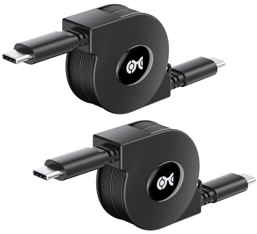 Cable Matters Cable USB-C Retráctil, Pack de 2, 1 m | Cable USB-C retráctil para carga y datos, con carga rápida de hasta 3 A