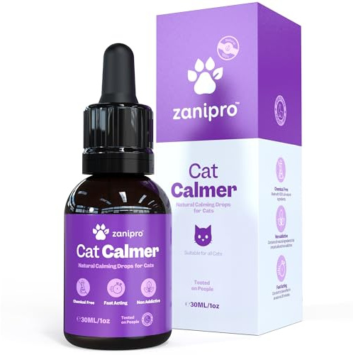 Zanipro Tropfen Katze Beruhigung, Beruhigungsmittel für Katzen, 30 ml | Beruhigung Katze, Baldrian Katze, Anti Stress für Katzen, 100 % Natürlich