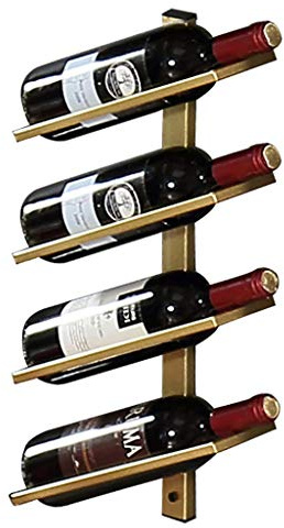 LWW Wall Mounted Metal Wine Rack, Modern Style, Gold, 4/6/8 Bottle Capacity, 27x10.5x50cm