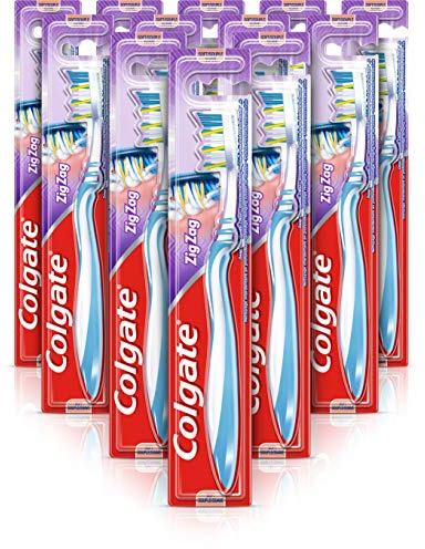 Colgate Tandborste ZigZag Soft, Tolvpack Värdepaket, Tandborste med Mjuka Borststrån som Rengör Mellan Tänderna - 12-Pack
